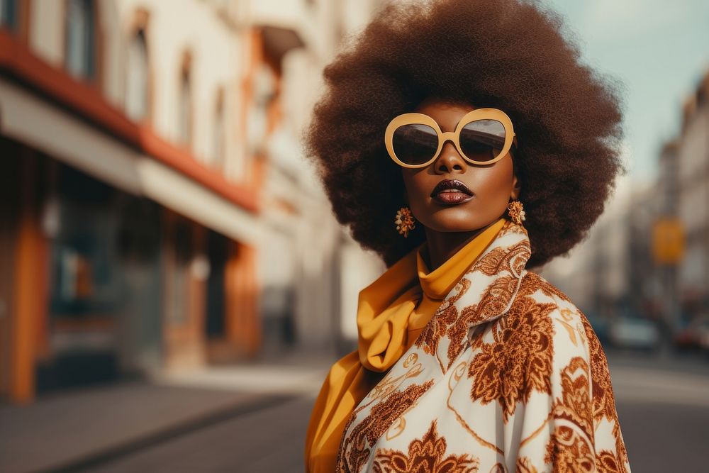 Young African woman sunglasses fashion street. AI generated Image by rawpixel.