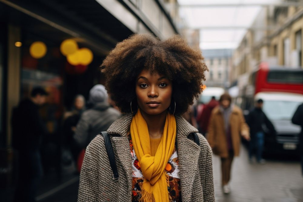 Young African woman street photography portrait. AI generated Image by rawpixel.