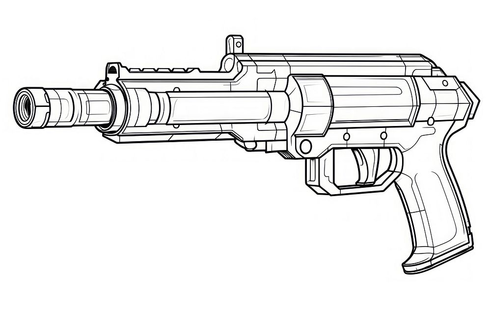 Gun handgun weapon sketch. AI generated Image by rawpixel.