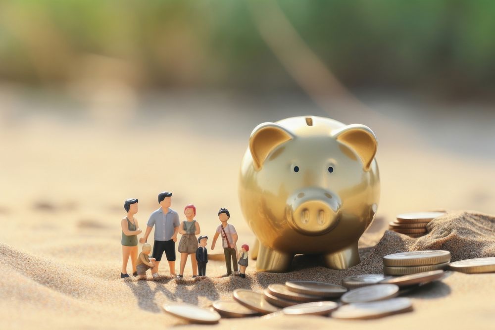 Saving money savings pig togetherness. AI generated Image by rawpixel.