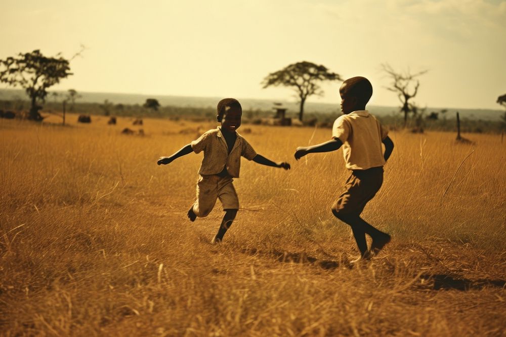 Kid outdoors walking nature. 