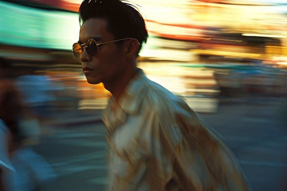Man walking glasses photography sunglasses. AI generated Image by rawpixel.
