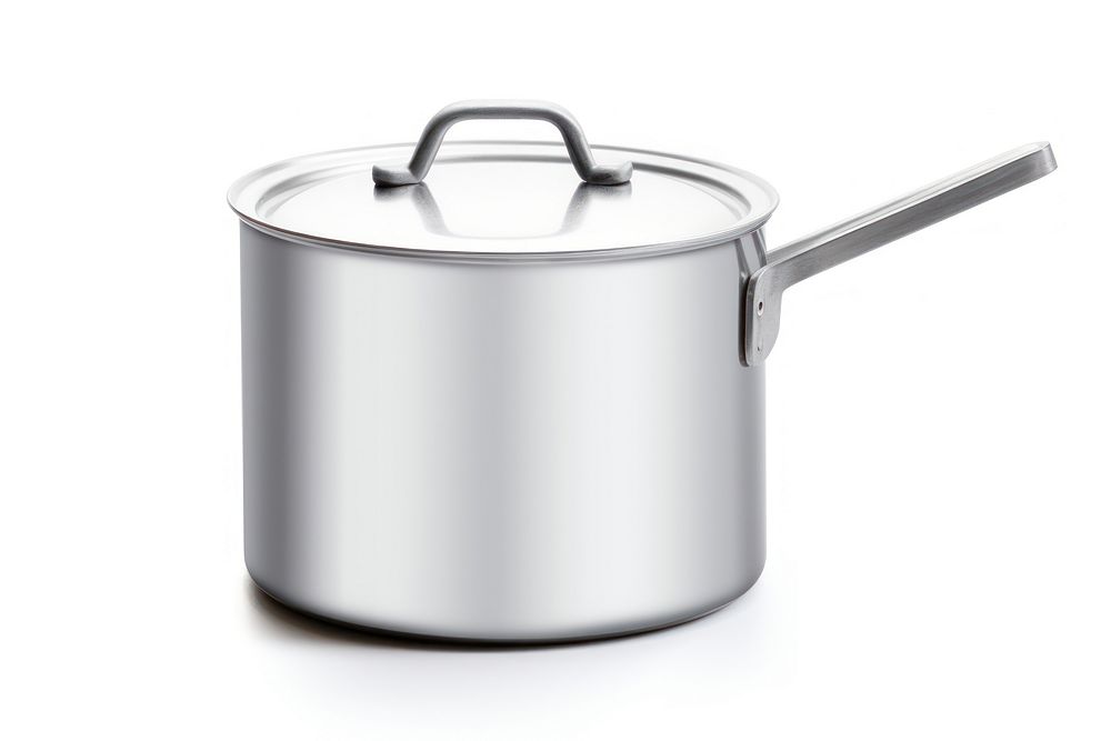 Pot saucepan aluminum white background. AI generated Image by rawpixel.