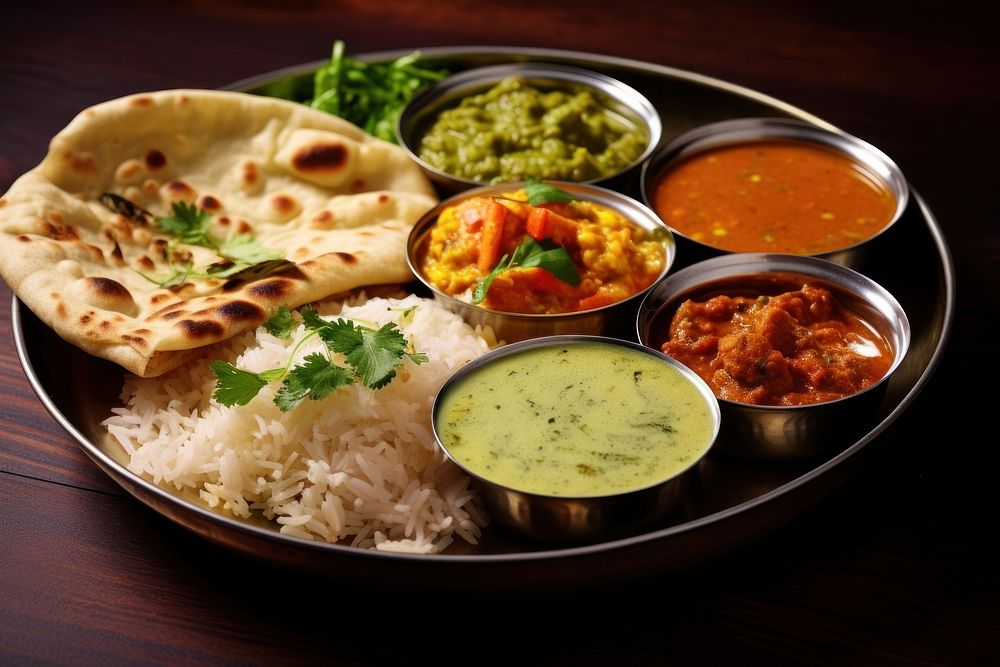 Set of Indian food curry plate indian food. AI generated Image by rawpixel.