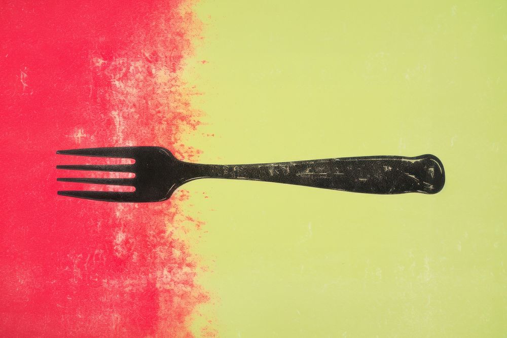 Fork red silverware tableware. AI generated Image by rawpixel.