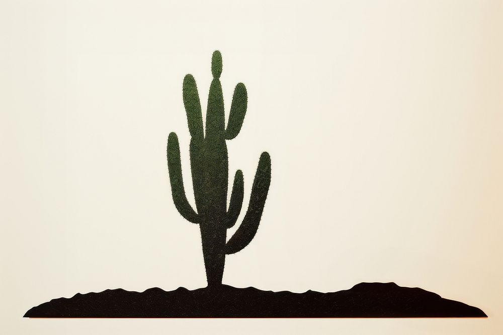 Cactus plant silhouette drawing. AI generated Image by rawpixel.
