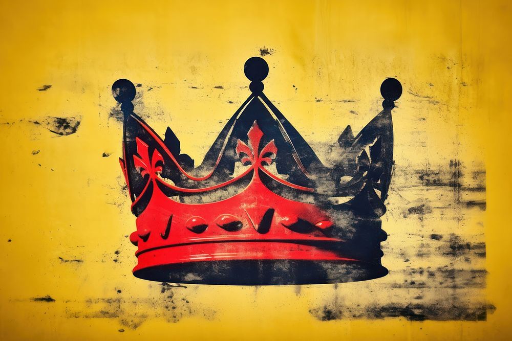 Silkscreen of a crown backgrounds red accessories. AI generated Image by rawpixel.
