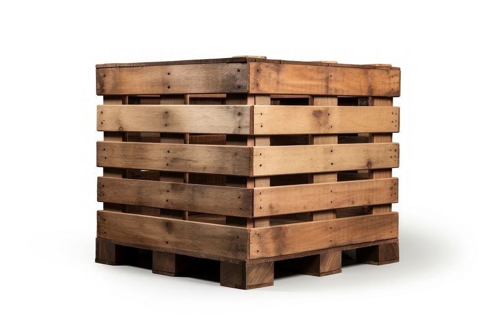 Wooden pallet box crate white background container. AI generated Image by rawpixel.