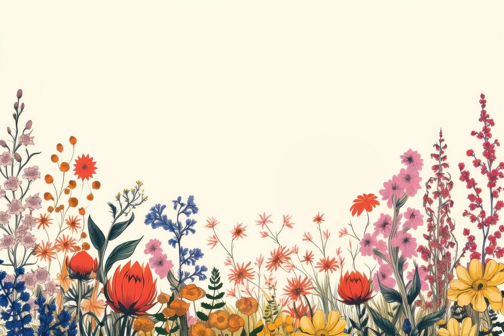 Wildflower border backgrounds pattern plant. AI generated Image by rawpixel.