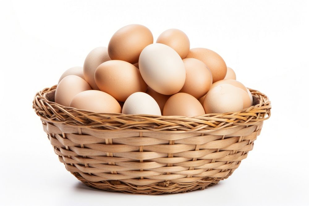 Basket egg food white background. AI generated Image by rawpixel.