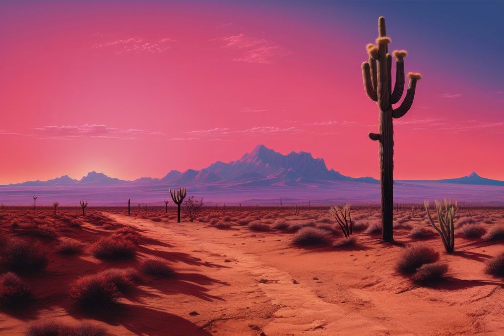 Cactus in desert landscape outdoors nature. AI generated Image by rawpixel.