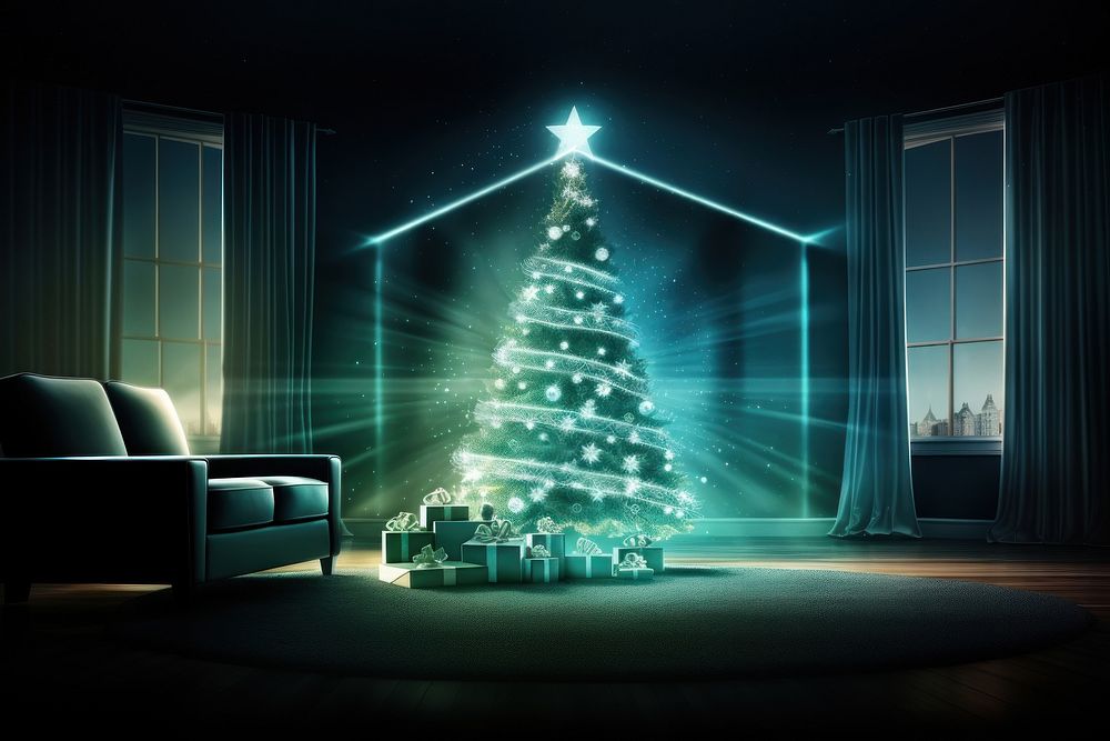Christmas tree in living room christmas architecture building. AI generated Image by rawpixel.