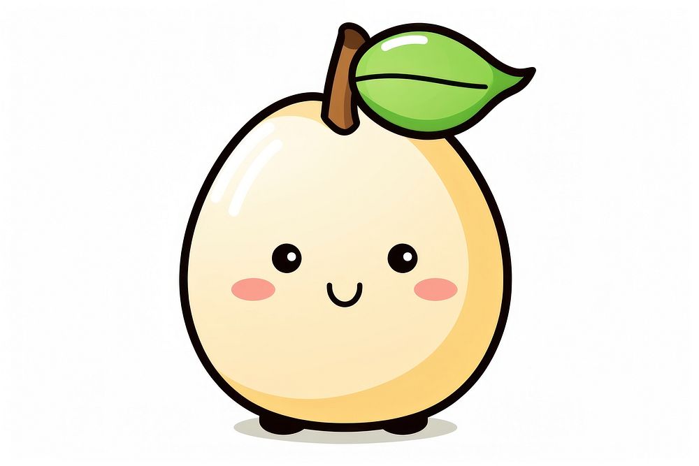 1 kawaii pear simple big lines vector food anthropomorphic emoticon. AI generated Image by rawpixel.