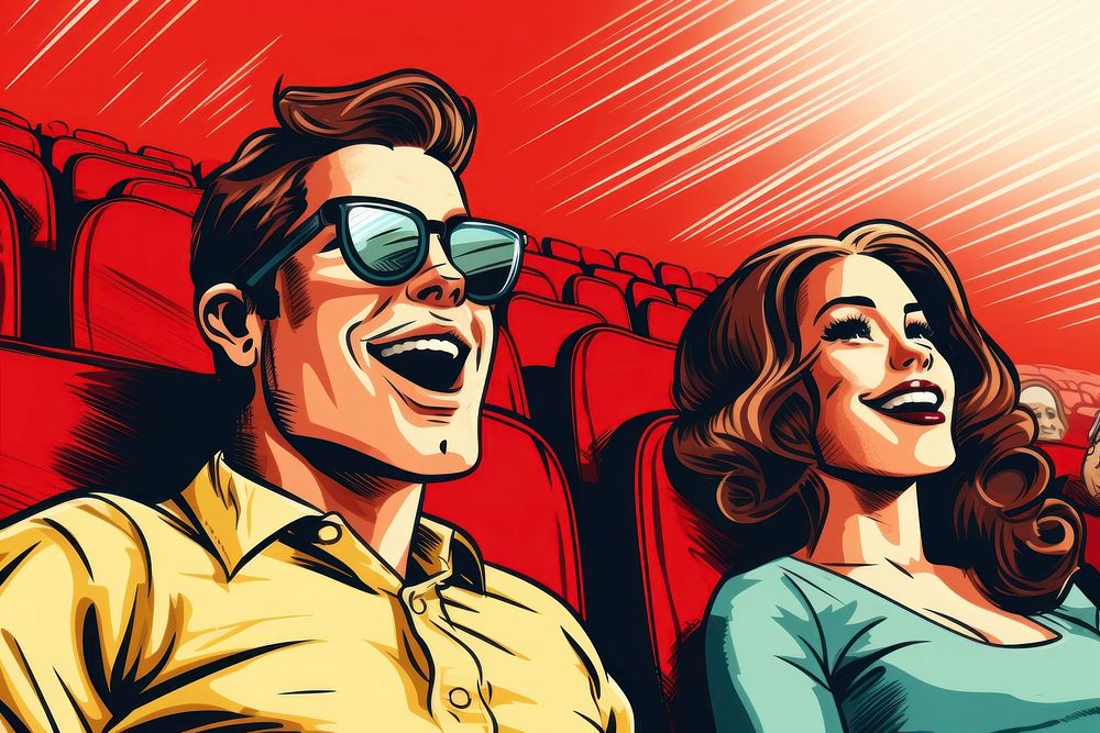 Cinema laughing glasses comics. AI generated Image by rawpixel.
