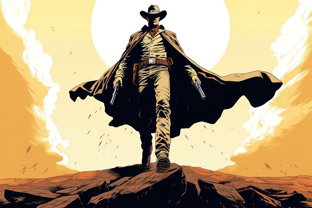 Cowboy outdoors comics adult. AI generated Image by rawpixel.