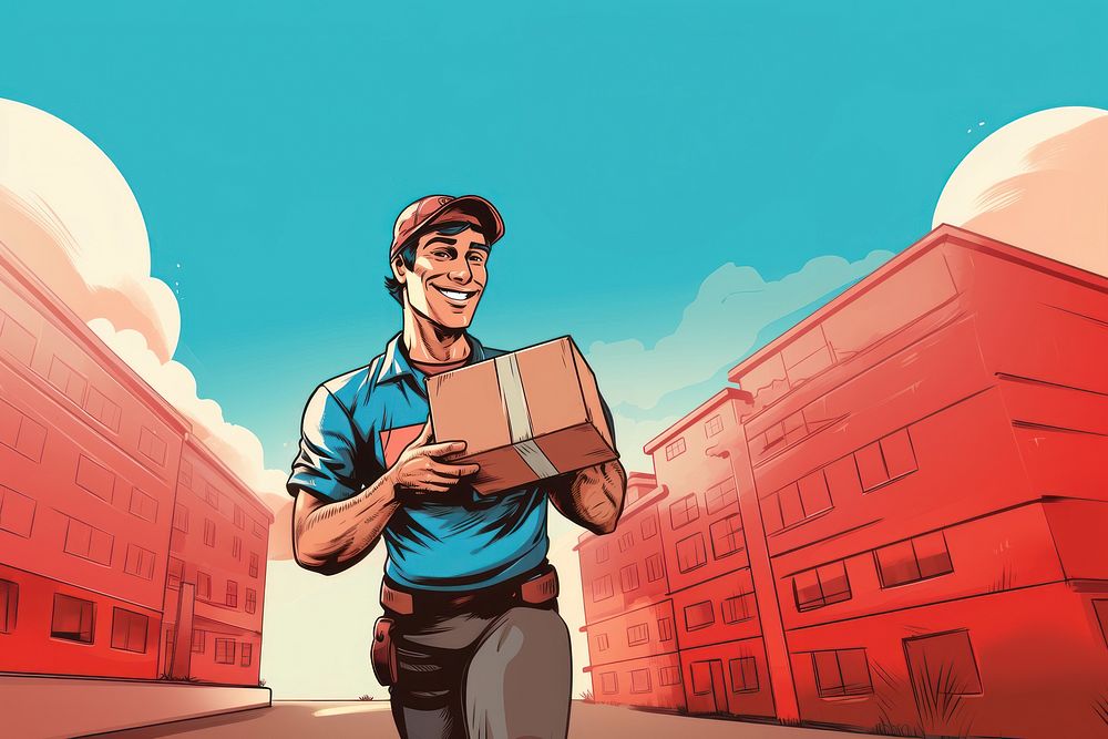 Delivery man adult architecture technology. AI generated Image by rawpixel.