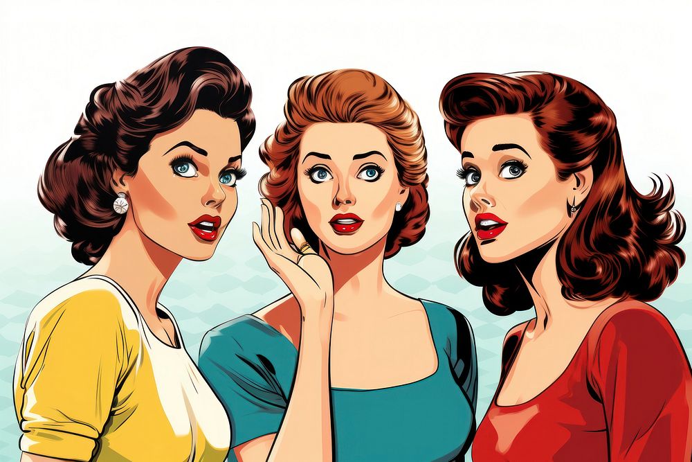 Gossip ladies comics adult togetherness. AI generated Image by rawpixel.