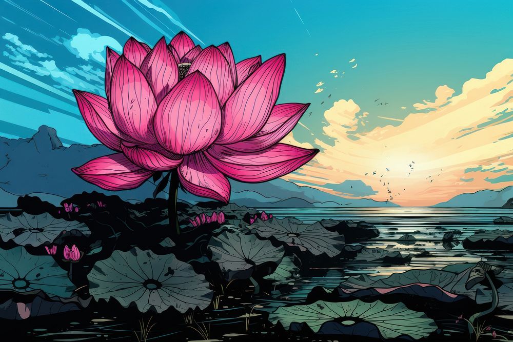 Lotus outdoors nature flower. AI generated Image by rawpixel.