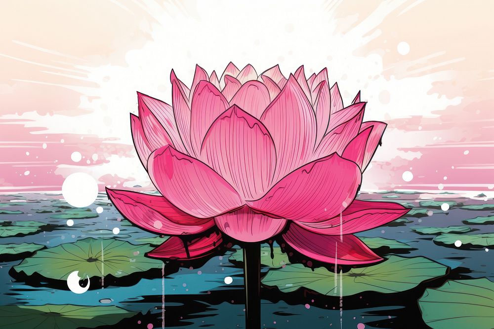 Lotus flower plant lily. AI generated Image by rawpixel.