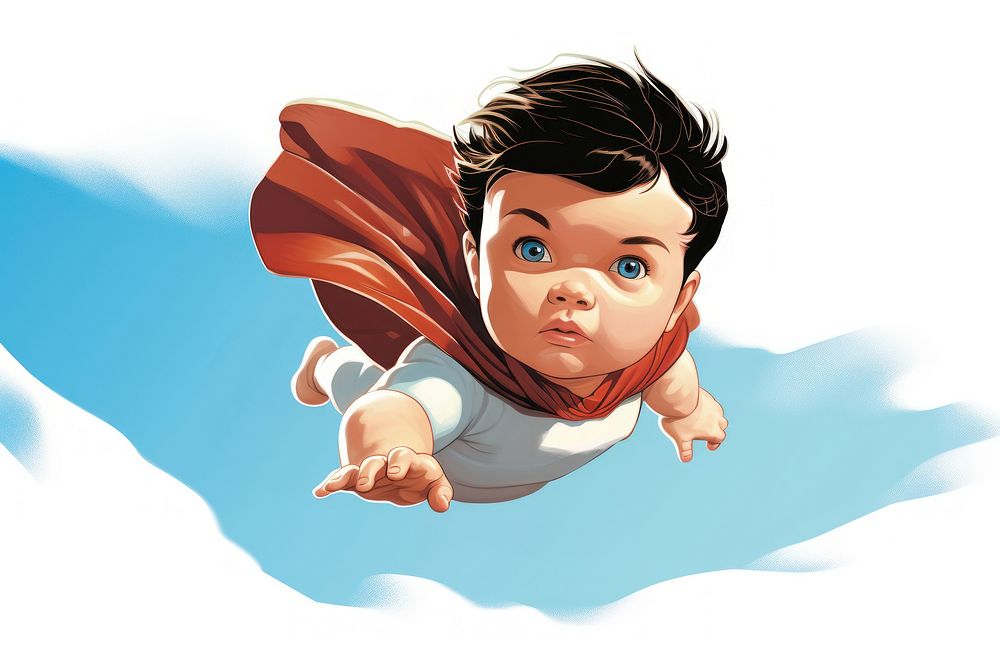 Super hero baby cartoon sky superhero. AI generated Image by rawpixel.