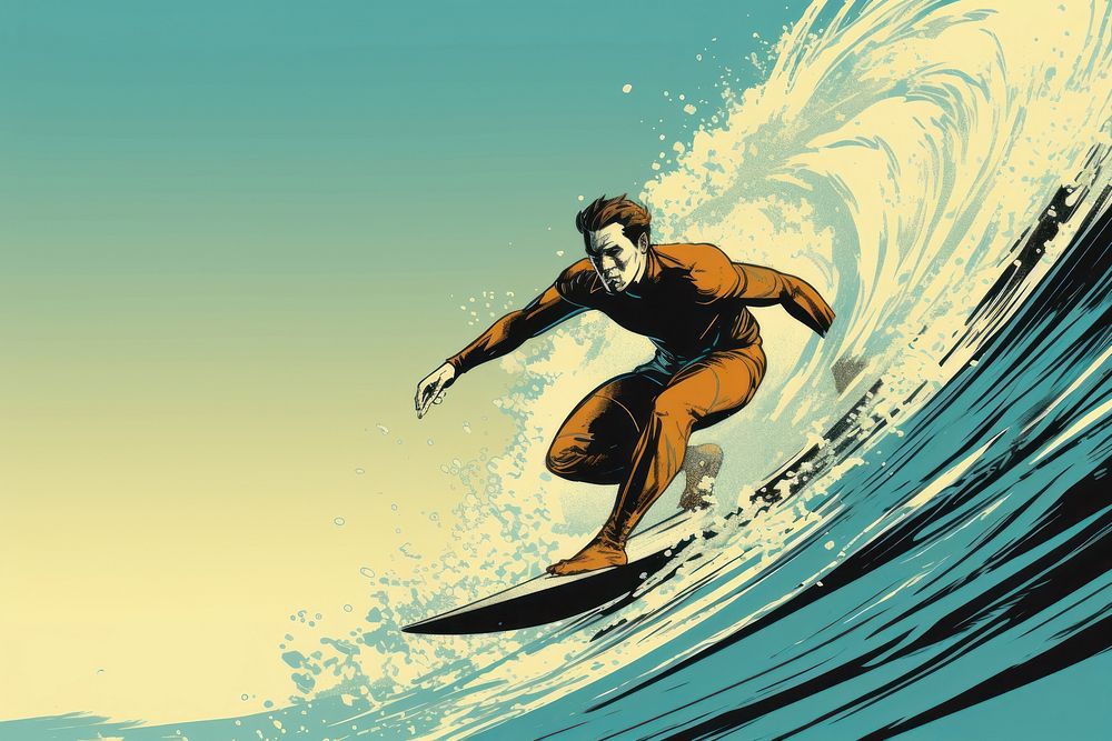 Surfing outdoors sports adult. AI generated Image by rawpixel.