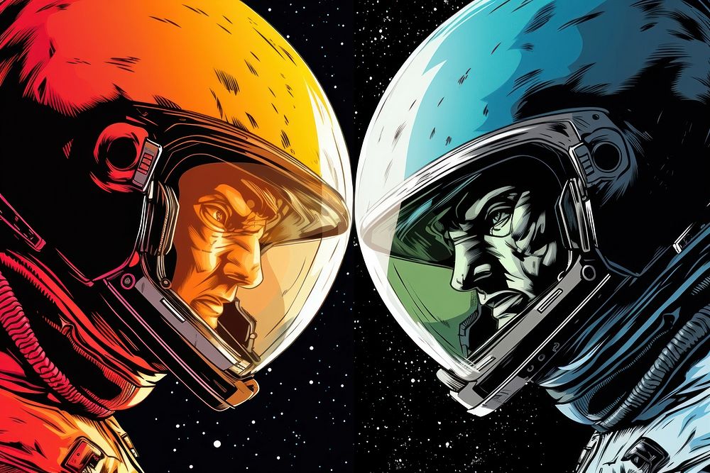 Space war comics helmet publication. AI generated Image by rawpixel.