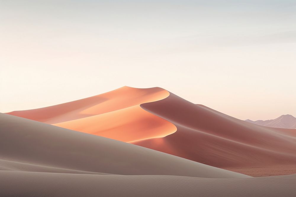 The dunes at sunset on the desert nature landscape outdoors. AI generated Image by rawpixel.