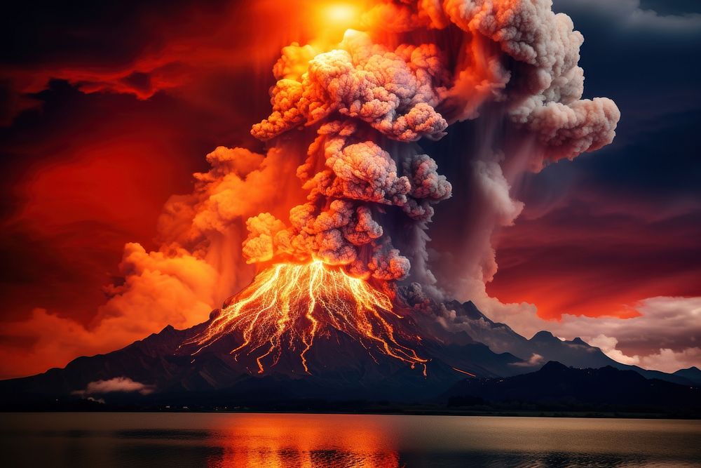 The volcanic eruption landscape mountain outdoors. AI generated Image by rawpixel.