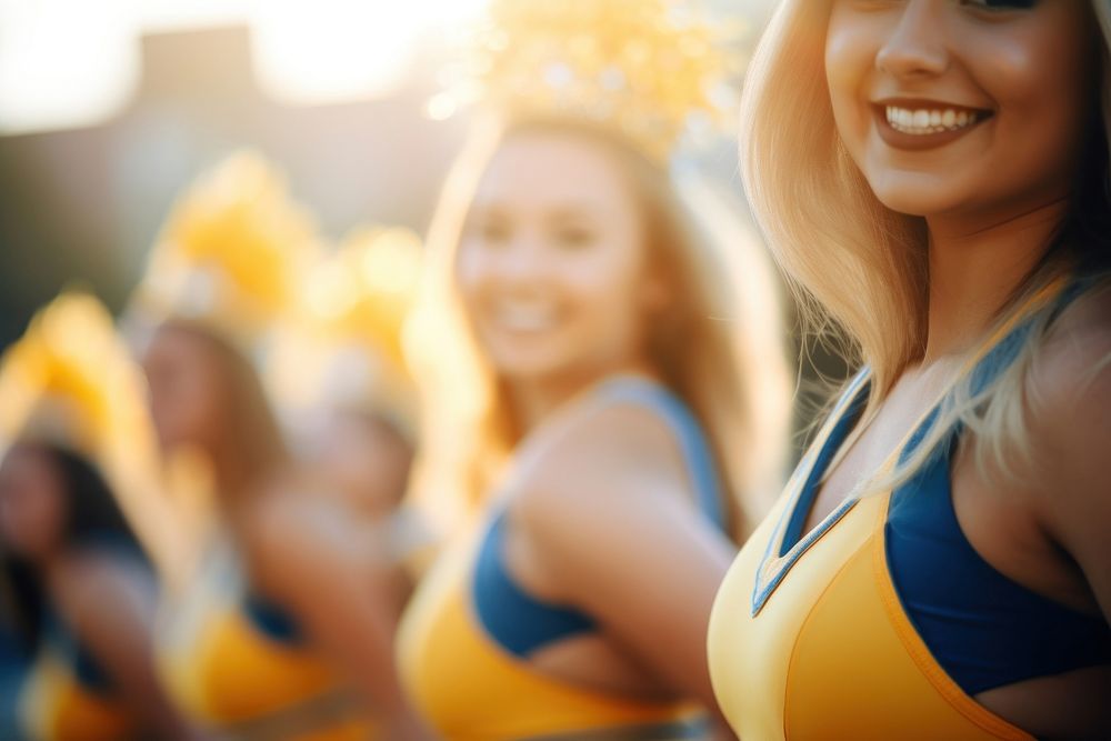 Cheer leaders portrait yellow smile. AI generated Image by rawpixel.