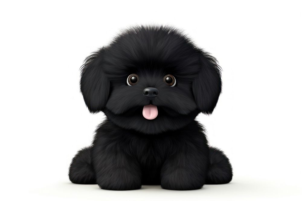 Cute fluffy 3d cartoon black puppy mammal animal pet. AI generated Image by rawpixel.