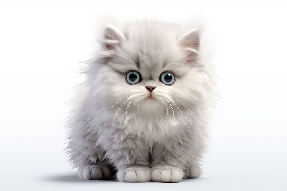 Cute no detail of fluffy 3d kitty mammal animal kitten. AI generated Image by rawpixel.