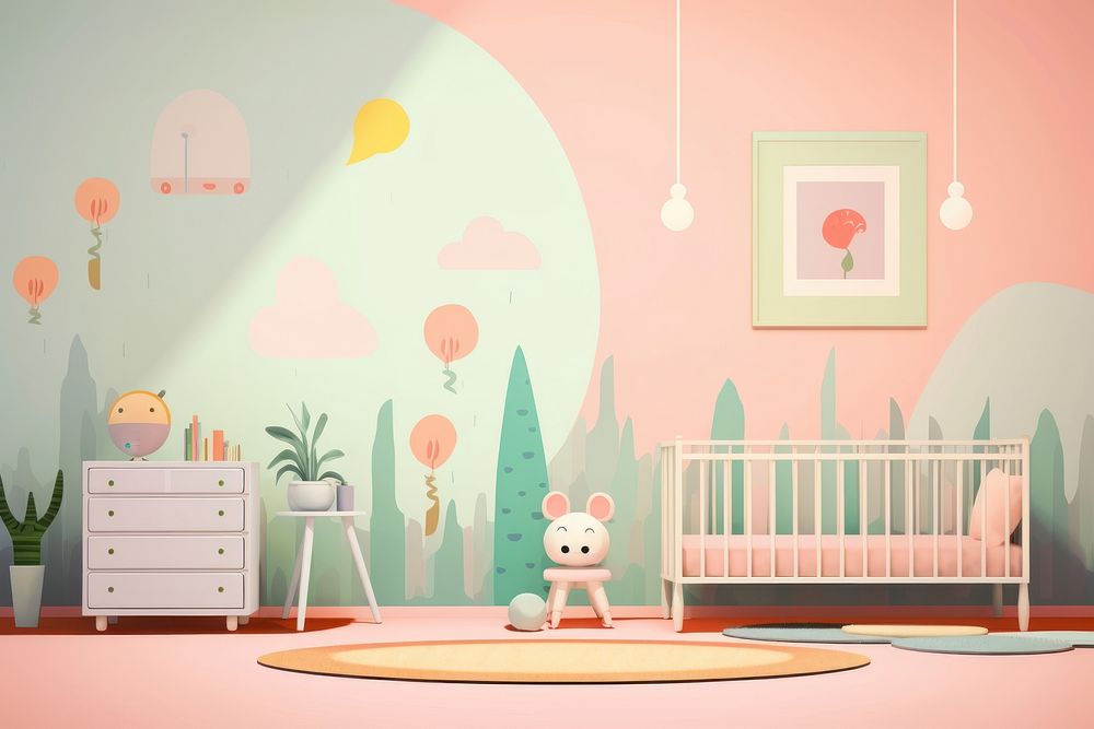 Baby nursery room furniture painting cute. AI generated Image by rawpixel.
