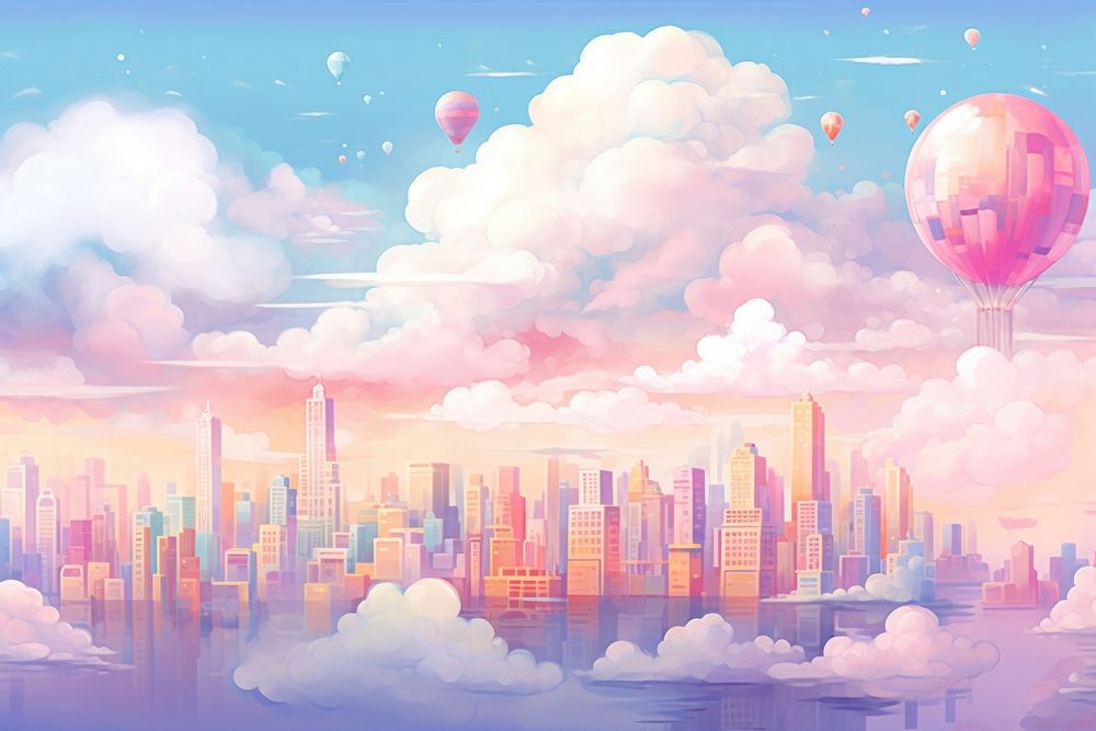 City above the clouds backgrounds landscape outdoors. AI generated Image by rawpixel.