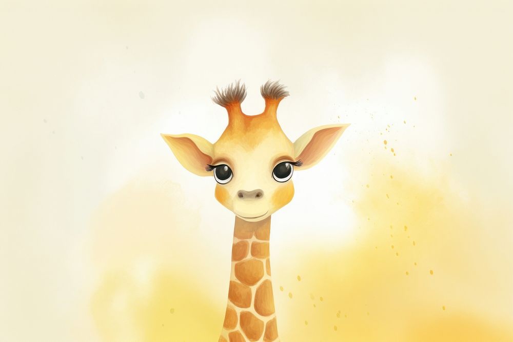 Cute cartoon giraffe animal mammal yellow. AI generated Image by rawpixel.