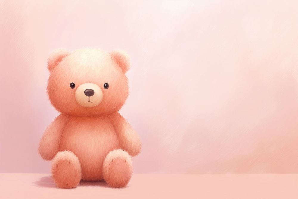 Cute teddy bear pink toy pink background. AI generated Image by rawpixel.