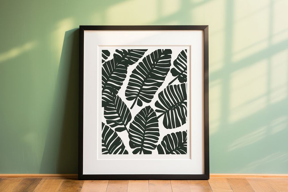 Tropical leaves frame art painting pattern. AI generated Image by rawpixel.