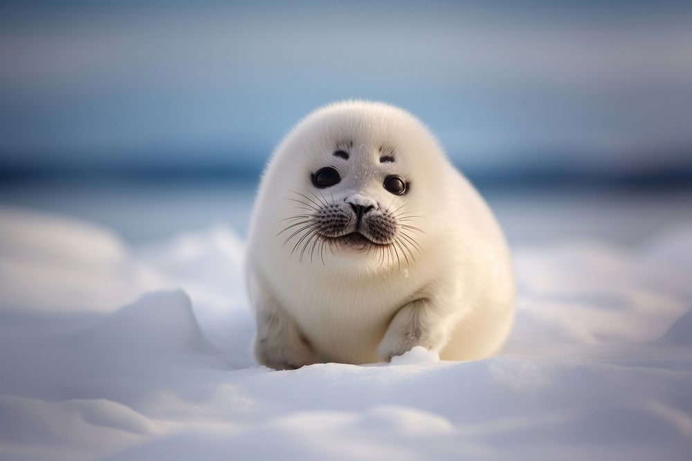 Baby seal cute fluffy animal mammal pet. AI generated Image by rawpixel.
