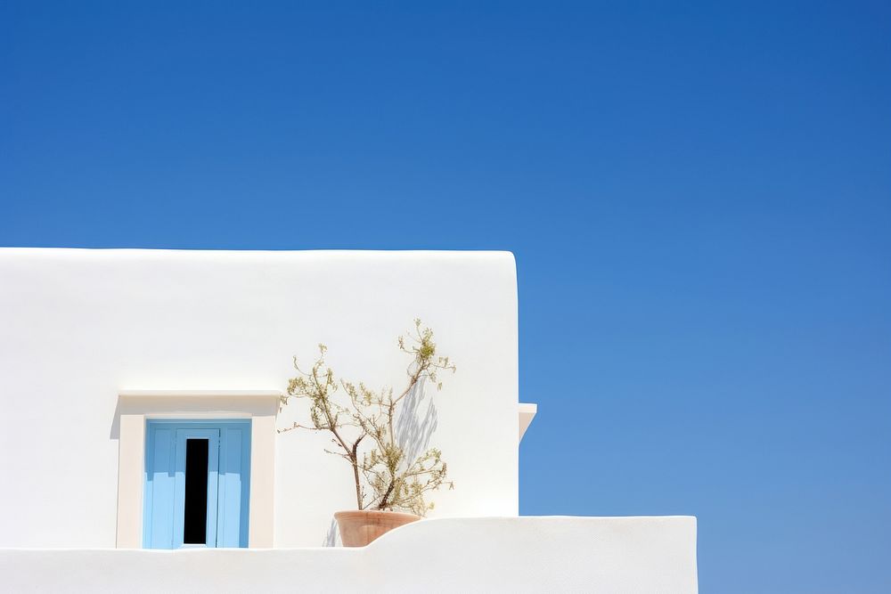 House in white color sky architecture building. AI generated Image by rawpixel.