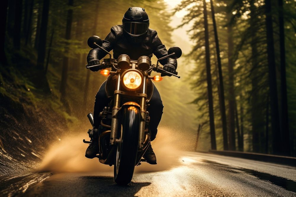 Driving motorcycle modern road headlight vehicle adult. AI generated Image by rawpixel.
