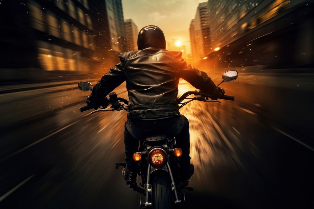 Driving motorcycle modern road vehicle street adult. AI generated Image by rawpixel.