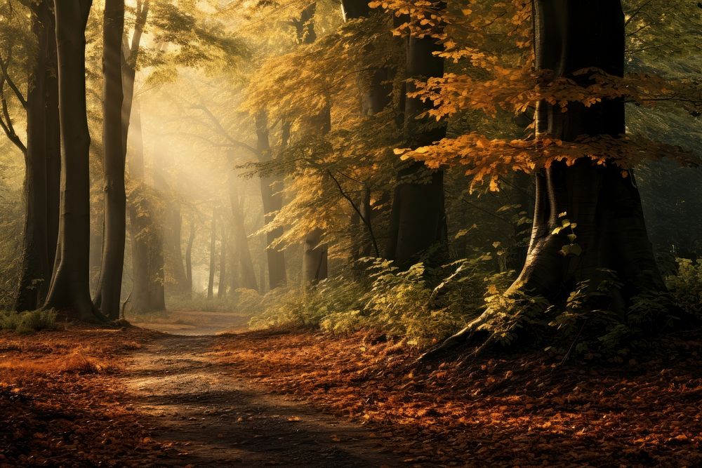 Forest in autumn very few trees landscape sunlight outdoors. AI generated Image by rawpixel.