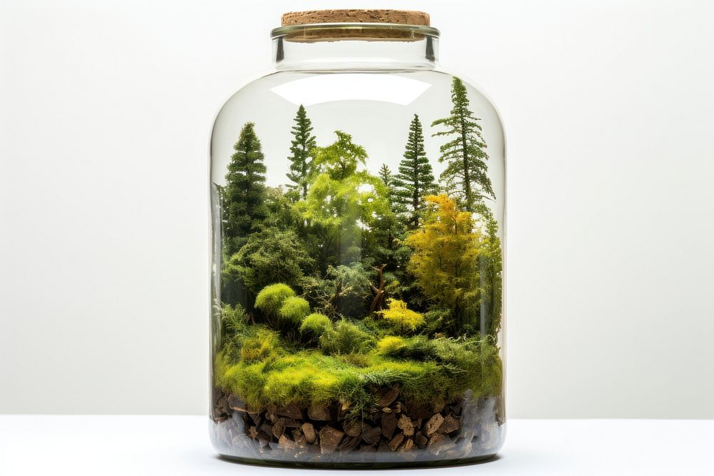 Forest in a bottle plant tree jar. AI generated Image by rawpixel.