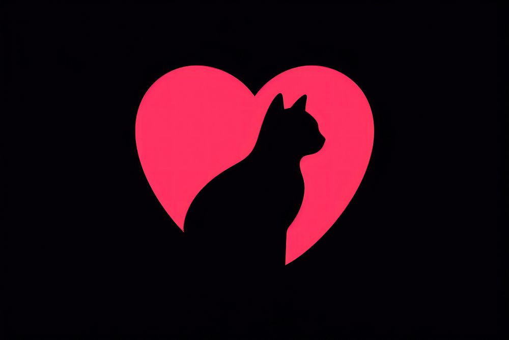 Cat in heart silhouette animal mammal. AI generated Image by rawpixel.