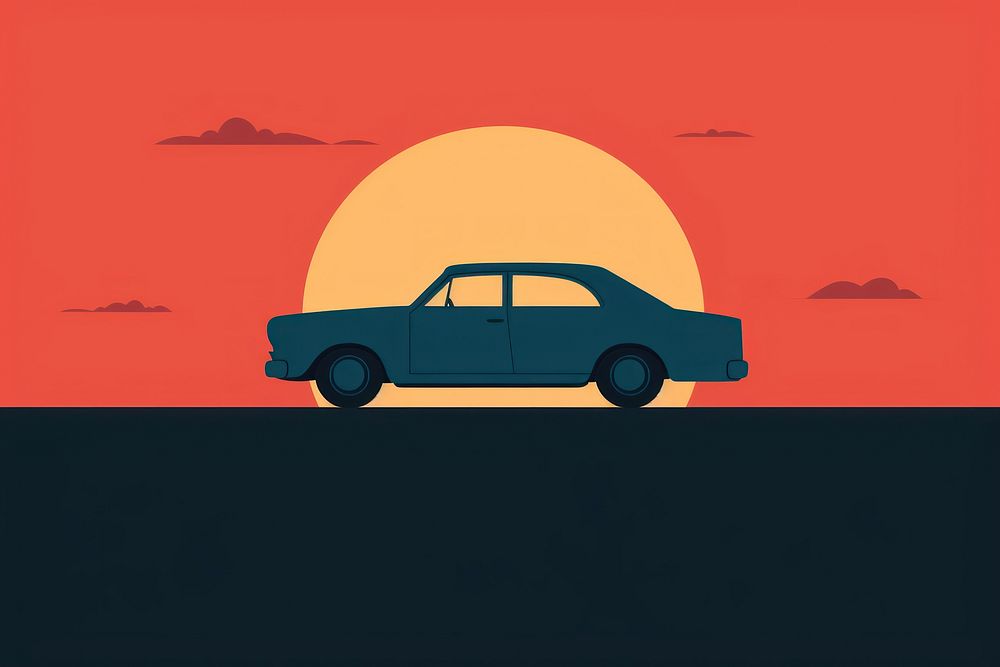 Car and sunset vehicle wheel blue. AI generated Image by rawpixel.