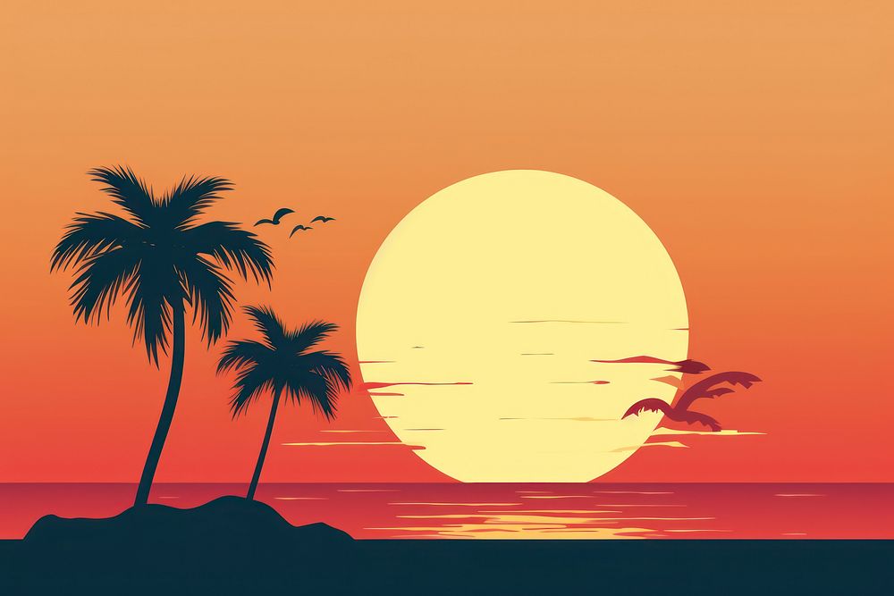 Beach and sunset silhouette sunlight outdoors. AI generated Image by rawpixel.
