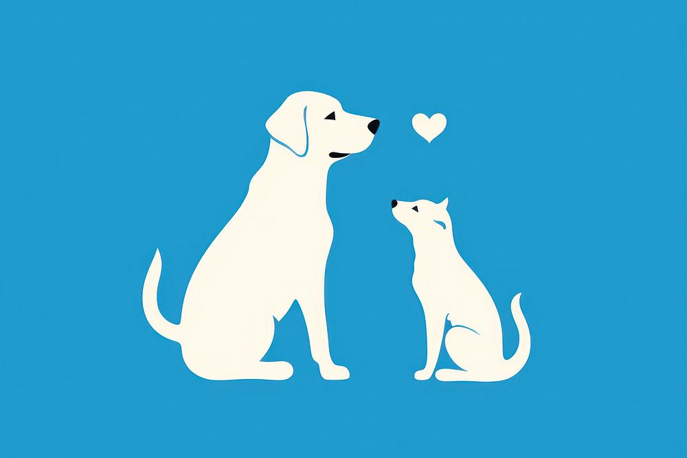 Dog and cat in heart animal mammal blue. AI generated Image by rawpixel.
