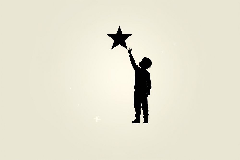 Sillouette kid reaching star silhouette symbol shape. AI generated Image by rawpixel.