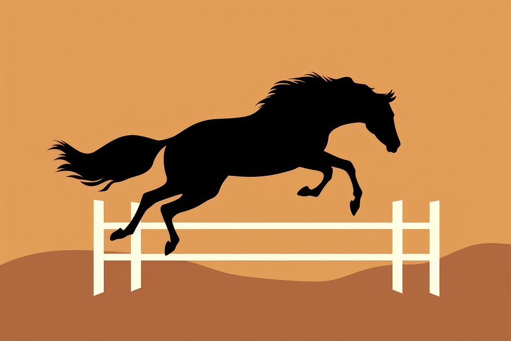 Horse jump over fence animal mammal herbivorous. AI generated Image by rawpixel.