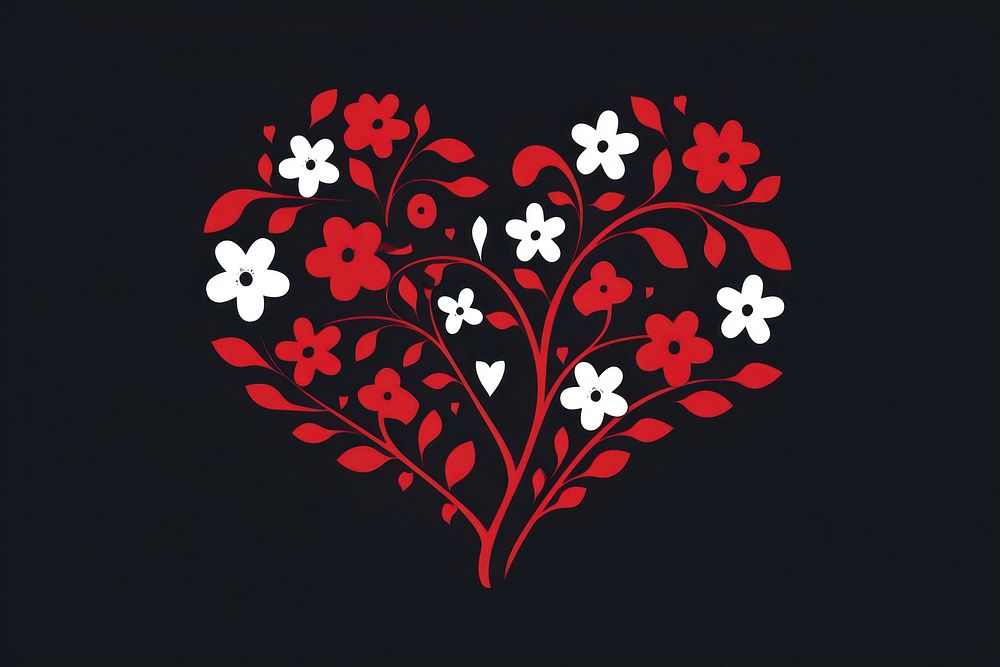 Heart with flowers pattern shape creativity. AI generated Image by rawpixel.