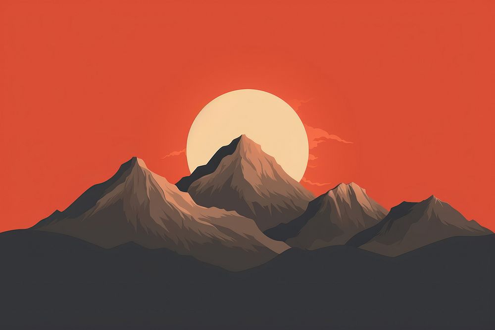 Mountain and sunset silhouette outdoors nature. AI generated Image by rawpixel.
